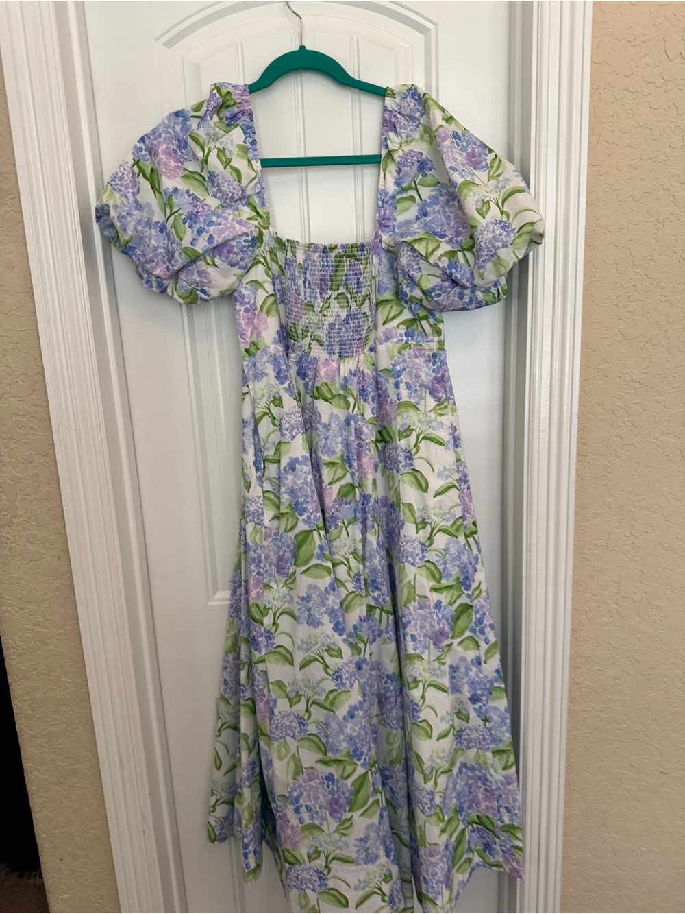 Hill house Floral Puff-Sleeve nap Dress in Lavender & Green - Picture 3 of 3